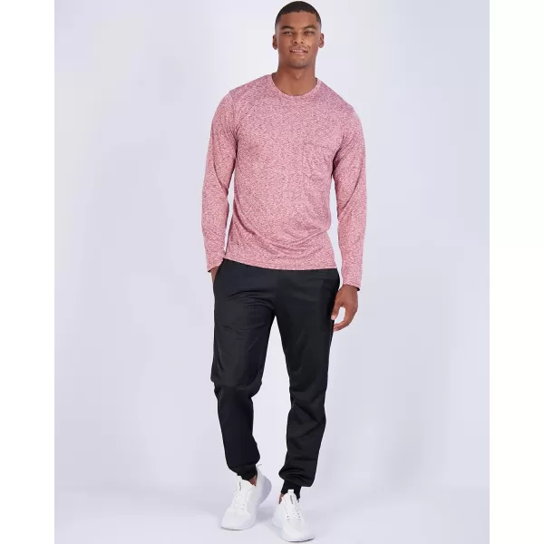 Real Essentials 4 Pack Mens DryFit Active Athletic Long Sleeve Pocket Crew TShirt Outdoors UPF 50 S5XLTRegular Set 4
