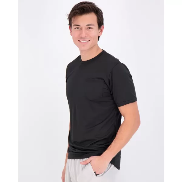 Real Essentials 4 Pack Mens DryFit Short Sleeve Pocket Crew Performance Athletic TShirt Available in Big amp TallStandard Set 1