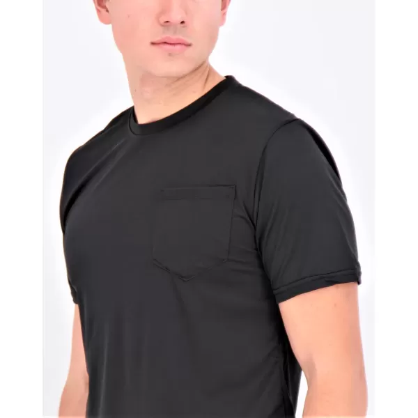 Real Essentials 4 Pack Mens DryFit Short Sleeve Pocket Crew Performance Athletic TShirt Available in Big amp TallStandard Set 1