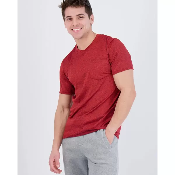 Real Essentials 4 Pack Mens DryFit Short Sleeve Pocket Crew Performance Athletic TShirt Available in Big amp TallStandard Set 4