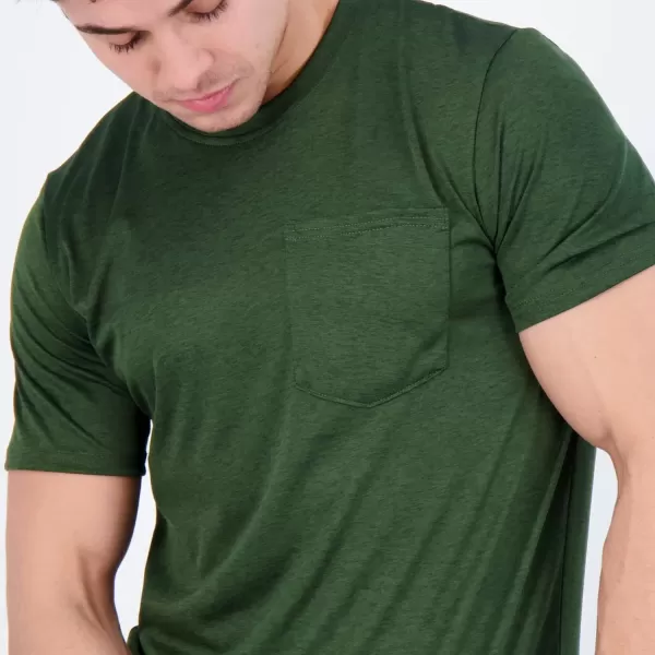Real Essentials 4 Pack Mens DryFit Short Sleeve Pocket Crew Performance Athletic TShirt Available in Big amp TallStandard Set 4