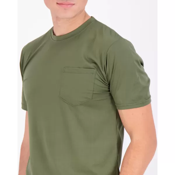 Real Essentials 4 Pack Mens DryFit Short Sleeve Pocket Crew Performance Athletic TShirt Available in Big amp TallStandard Set 6