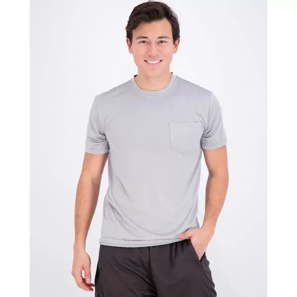 Real Essentials 4 Pack Mens DryFit Short Sleeve Pocket Crew Performance Athletic TShirt Available in Big amp TallStandard Set 6