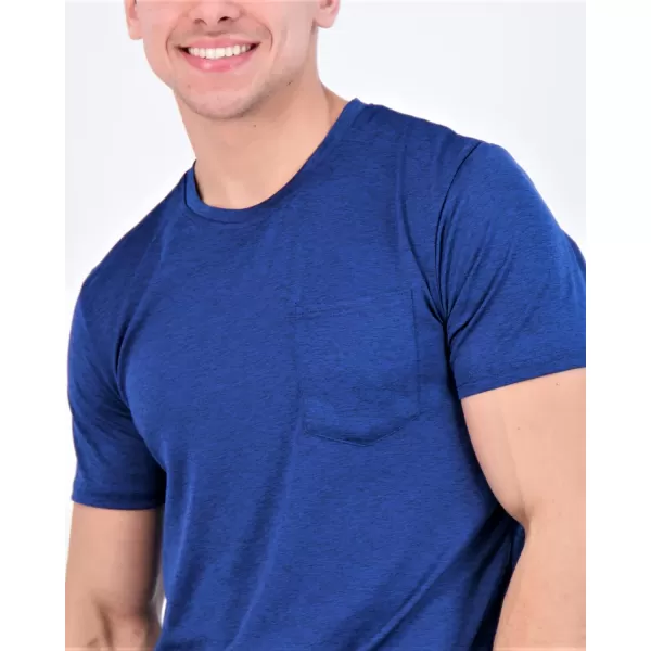 Real Essentials 4 Pack Mens DryFit Short Sleeve Pocket Crew Performance Athletic TShirt Available in Big amp TallStandard Set 7