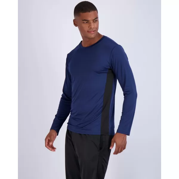 Real Essentials 4 Pack Mens DryFit UV Moisture Wicking UPF 50 SPF Sun Protective Fishing Hiking Swim Long Sleeve ShirtSet K