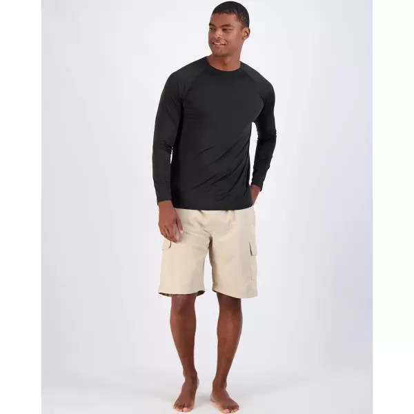 Real Essentials 4 Pack Mens Long Sleeve Rash Guard Shirt Swimwear UPF 50 Sun Protection Surf Top Available in Big  TallSet 1