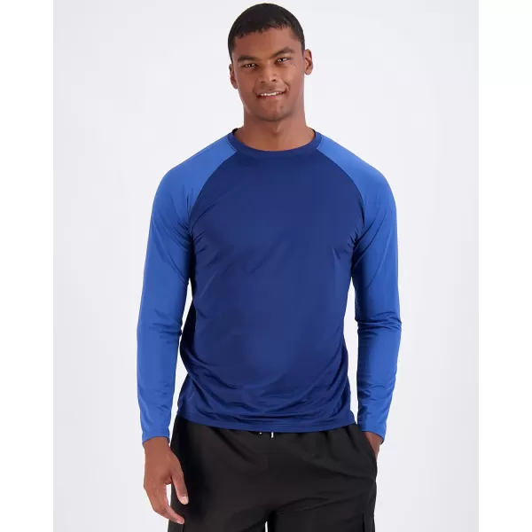 Real Essentials 4 Pack Mens Long Sleeve Rash Guard Shirt Swimwear UPF 50 Sun Protection Surf Top Available in Big  TallSet 1
