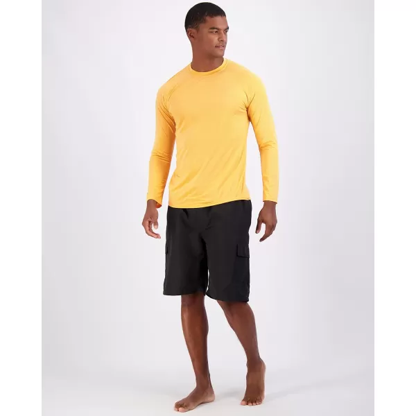 Real Essentials 4 Pack Mens Long Sleeve Rash Guard Shirt Swimwear UPF 50 Sun Protection Surf Top Available in Big  TallSet 2