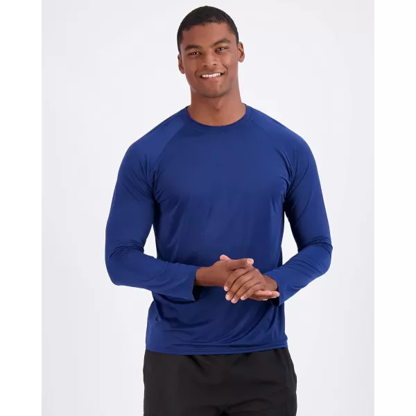 Real Essentials 4 Pack Mens Long Sleeve Rash Guard Shirt Swimwear UPF 50 Sun Protection Surf Top Available in Big  TallSet 2