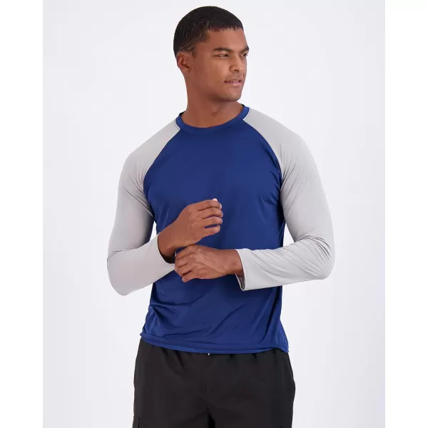 Real Essentials 4 Pack Mens Long Sleeve Rash Guard Shirt Swimwear UPF 50 Sun Protection Surf Top Available in Big  TallSet 3