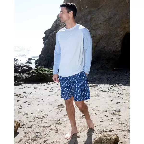 Real Essentials 4 Pack Mens Long Sleeve Rash Guard Shirt Swimwear UPF 50 Sun Protection Surf Top Available in Big  TallSet 7