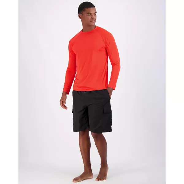 Real Essentials 4 Pack Mens Long Sleeve Rash Guard Shirt Swimwear UPF 50 Sun Protection Surf Top Available in Big  TallSet 8