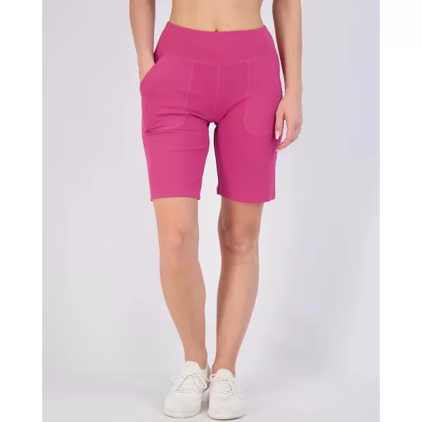 Real Essentials 4 Pack Womens 9 Bermuda Long High Waisted Shorts with Pockets Casual Workout Athletic Available in PlusBermuda Shorts Set 8