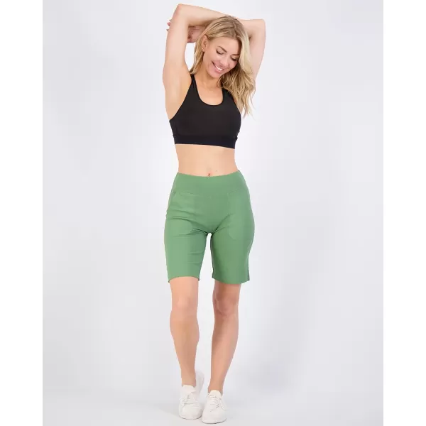 Real Essentials 4 Pack Womens 9 Bermuda Long High Waisted Shorts with Pockets Casual Workout Athletic Available in PlusBermuda Shorts Set 8