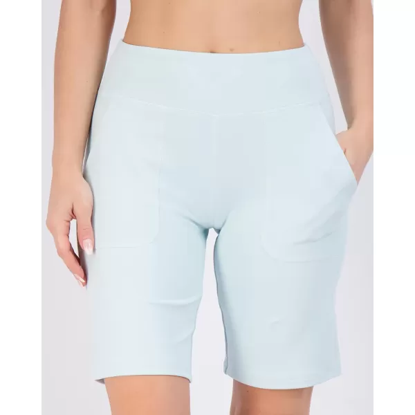 Real Essentials 4 Pack Womens 9 Bermuda Long High Waisted Shorts with Pockets Casual Workout Athletic Available in PlusBermuda Shorts Set 8