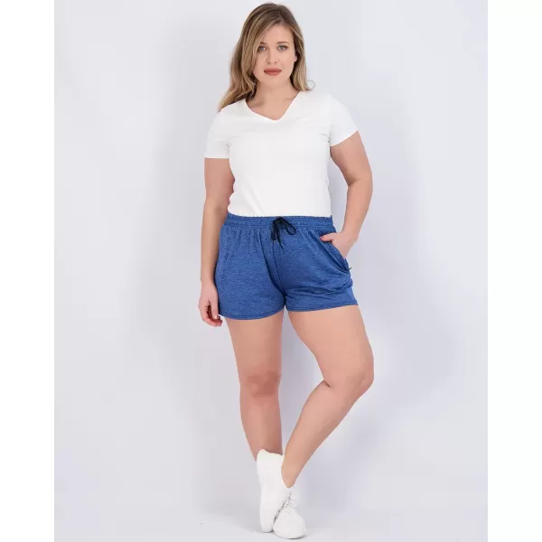 Real Essentials 4 Pack Womens Active Athletic Performance DryFit Shorts with Zipper Pockets Available in Plus SizeSet 3