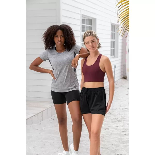 Real Essentials 4 Pack Womens Active Athletic Performance DryFit Shorts with Zipper Pockets Available in Plus SizeSet 8