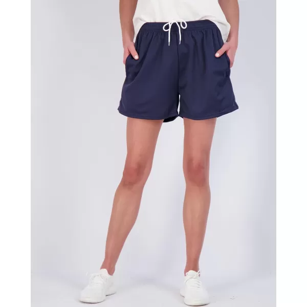 Real Essentials 4 Pack Womens Active Athletic Performance Mesh Shorts with Pockets Available in Plus SizeSet E