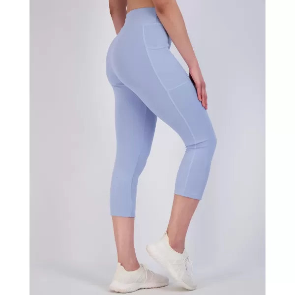 Real Essentials 4 Pack Womens Capri Leggings with Pockets Casual Yoga Workout Exercise Pants Available in Plus SizeStandard Set 3