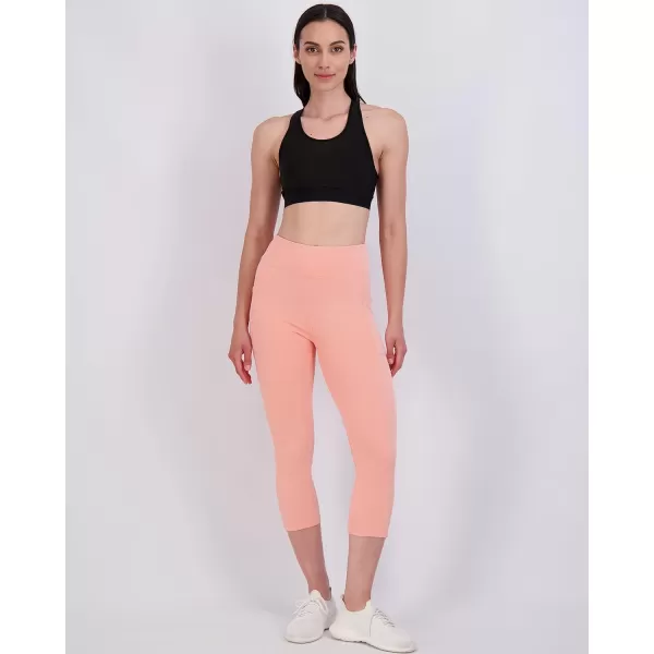 Real Essentials 4 Pack Womens Capri Leggings with Pockets Casual Yoga Workout Exercise Pants Available in Plus SizeStandard Set 4