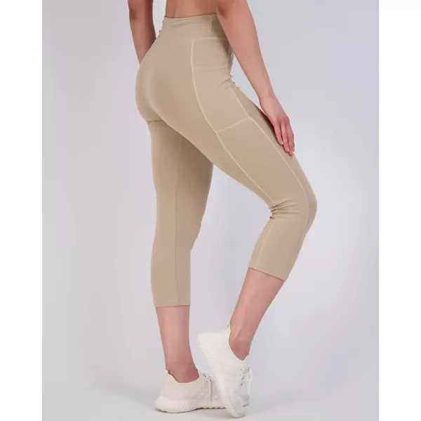Real Essentials 4 Pack Womens Capri Leggings with Pockets Casual Yoga Workout Exercise Pants Available in Plus SizeStandard Set 8