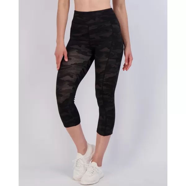 Real Essentials 4 Pack Womens Capri Leggings with Pockets Casual Yoga Workout Exercise Pants Available in Plus SizeStandard Set 8