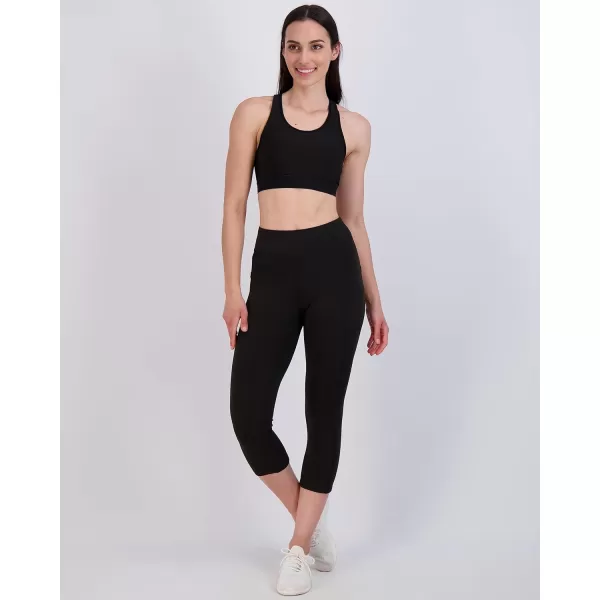 Real Essentials 4 Pack Womens Capri Leggings with Pockets Casual Yoga Workout Exercise Pants Available in Plus SizeStretch Set 9