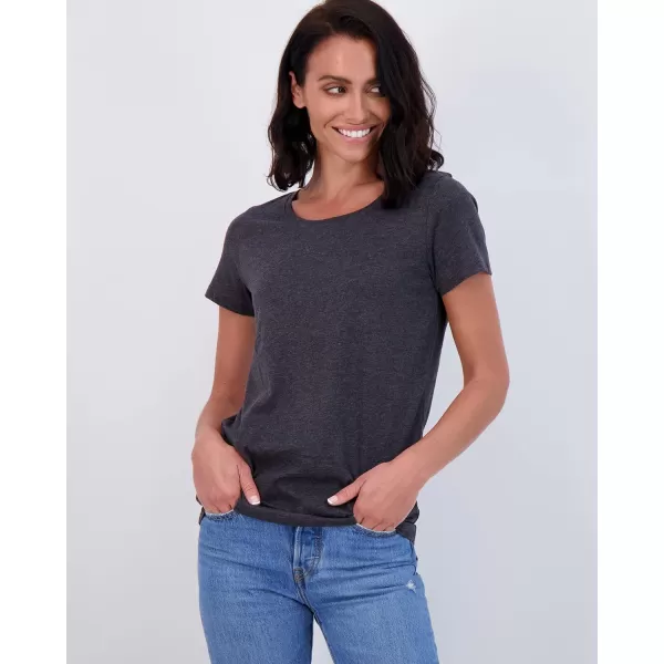 Real Essentials 4 Pack Womens ClassicFit Cotton ShortSleeve Scoop Crew Neck TShirt Available in Plus SizeRegular Size Set 8