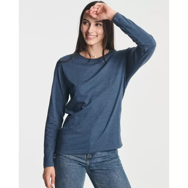 Real Essentials 4 Pack Womens Cotton ClassicFit LongSleeve Crewneck TShirt Available in Plus SizeStandard Set 12