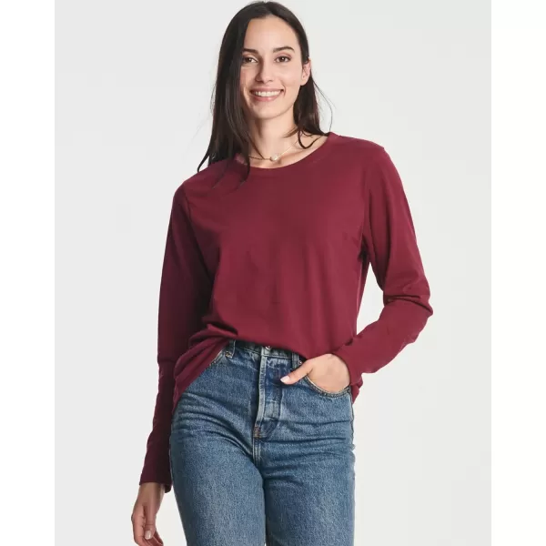 Real Essentials 4 Pack Womens Cotton ClassicFit LongSleeve Crewneck TShirt Available in Plus SizeStandard Set 6