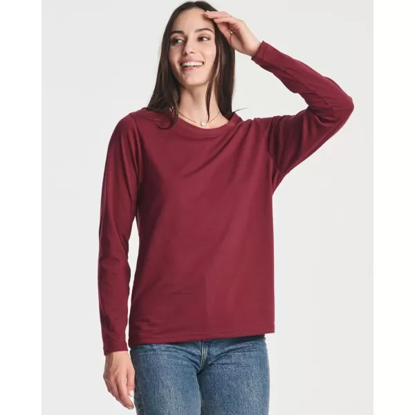 Real Essentials 4 Pack Womens Cotton ClassicFit LongSleeve Crewneck TShirt Available in Plus Sizeplussize Set 7