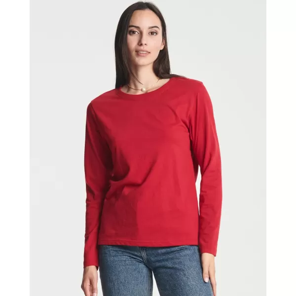 Real Essentials 4 Pack Womens Cotton ClassicFit LongSleeve Crewneck TShirt Available in Plus Sizeplussize Set 8