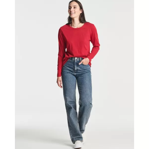 Real Essentials 4 Pack Womens Cotton ClassicFit LongSleeve Crewneck TShirt Available in Plus Sizeplussize Set 8