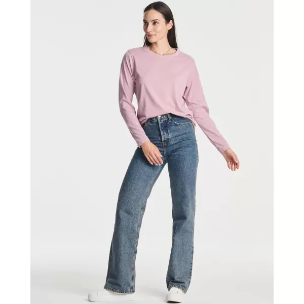 Real Essentials 4 Pack Womens Cotton ClassicFit LongSleeve Crewneck TShirt Available in Plus Sizeplussize Set 9