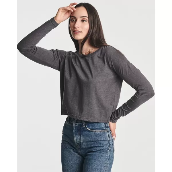 Real Essentials 4 Pack Womens Cotton Long Sleeve Crew Crop Top  Casual Cropped TShirt Available in Plus SizeStandard Set 1