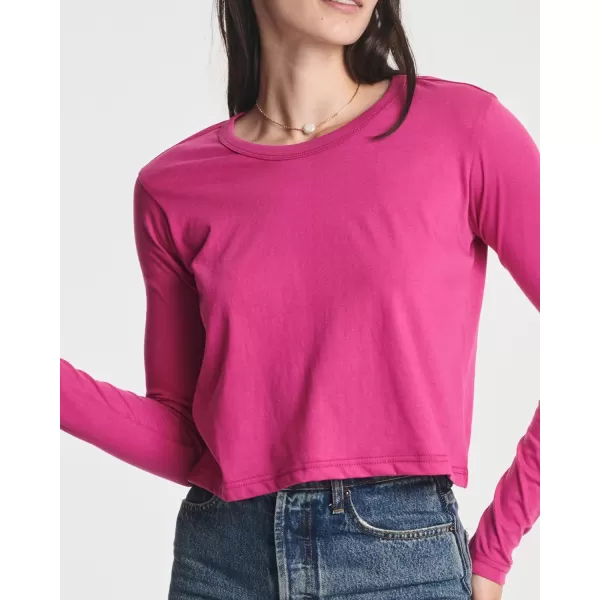 Real Essentials 4 Pack Womens Cotton Long Sleeve Crew Crop Top  Casual Cropped TShirt Available in Plus SizeStandard Set 4