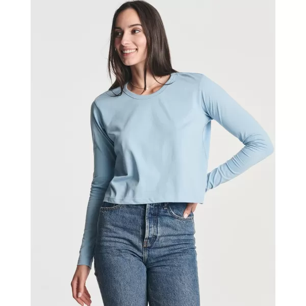 Real Essentials 4 Pack Womens Cotton Long Sleeve Crew Crop Top  Casual Cropped TShirt Available in Plus SizeStandard Set 4