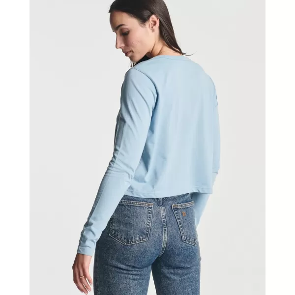 Real Essentials 4 Pack Womens Cotton Long Sleeve Crew Crop Top  Casual Cropped TShirt Available in Plus SizeStandard Set 4