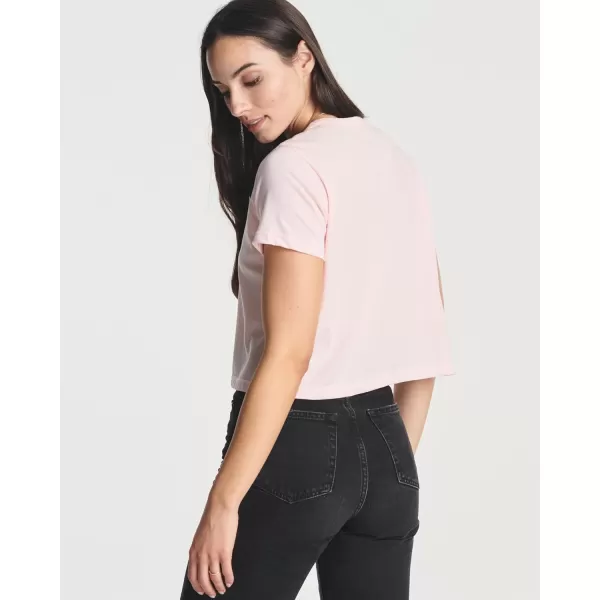 Real Essentials 4 Pack Womens Cotton Short Sleeve Crop Top  Cropped Casual Crew Neck TShirts Available in Plus SizeStandard Set 1