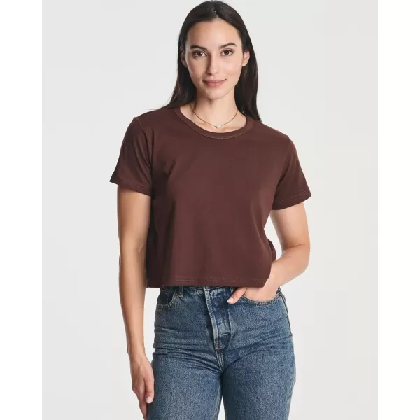 Real Essentials 4 Pack Womens Cotton Short Sleeve Crop Top  Cropped Casual Crew Neck TShirts Available in Plus SizeStandard Set 2