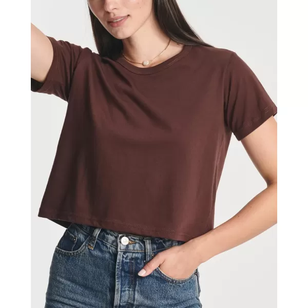 Real Essentials 4 Pack Womens Cotton Short Sleeve Crop Top  Cropped Casual Crew Neck TShirts Available in Plus SizeStandard Set 2