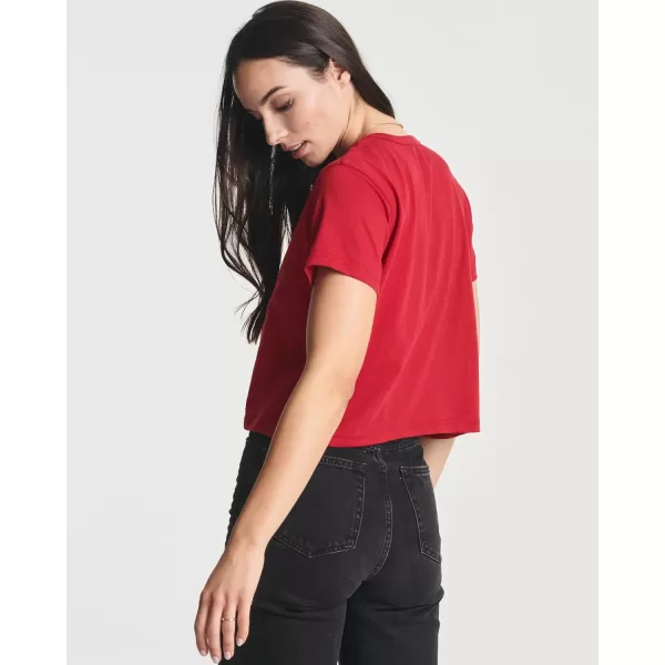 Real Essentials 4 Pack Womens Cotton Short Sleeve Crop Top  Cropped Casual Crew Neck TShirts Available in Plus SizeStandard Set 6