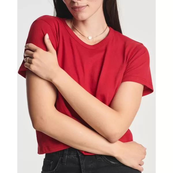 Real Essentials 4 Pack Womens Cotton Short Sleeve Crop Top  Cropped Casual Crew Neck TShirts Available in Plus SizeStandard Set 6