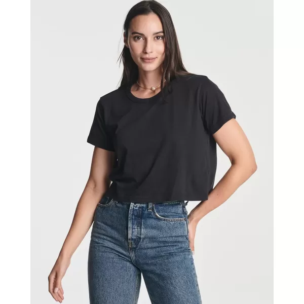 Real Essentials 4 Pack Womens Cotton Short Sleeve Crop Top  Cropped Casual Crew Neck TShirts Available in Plus SizeStandard Set 8