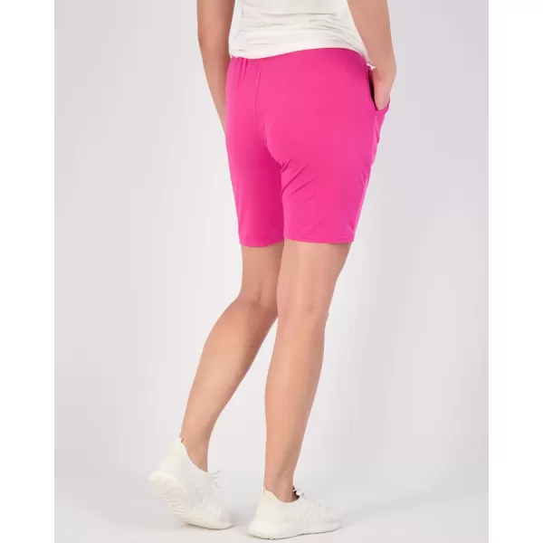 Real Essentials 4 Pack Womens DryFit Athletic 7 Bermuda Long High Waisted Running Shorts Available in Plus SizeSet 12