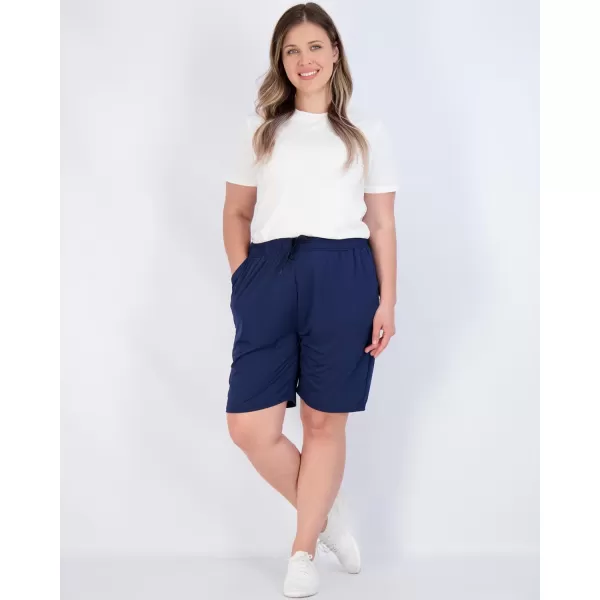 Real Essentials 4 Pack Womens DryFit Athletic 7 Bermuda Long High Waisted Running Shorts Available in Plus SizeSet 3