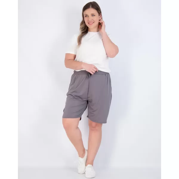Real Essentials 4 Pack Womens DryFit Athletic 7 Bermuda Long High Waisted Running Shorts Available in Plus Sizeplussize Set 11