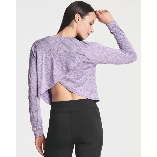 Real Essentials 4 Pack Womens DryFit Long Sleeve Petal Back Crop Top  Athletic Cropped Tee Available in Plus SizeStandard Set 2