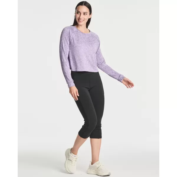 Real Essentials 4 Pack Womens DryFit Long Sleeve Petal Back Crop Top  Athletic Cropped Tee Available in Plus SizeStandard Set 2