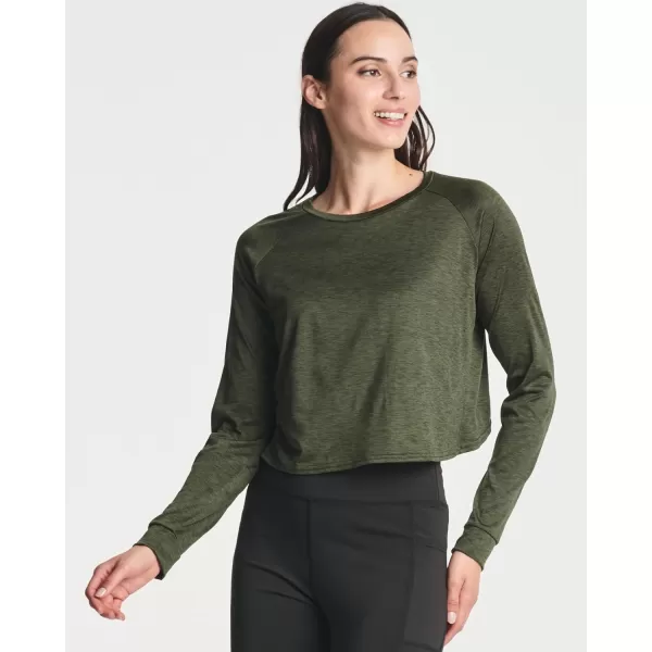 Real Essentials 4 Pack Womens DryFit Long Sleeve Petal Back Crop Top  Athletic Cropped Tee Available in Plus SizeStandard Set 3